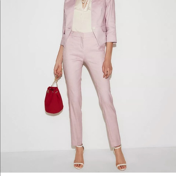 Express Pants - New ankle mid rise columnist slim leg pink linen